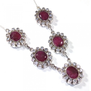 Handmade sterling silver ruby quartz necklace