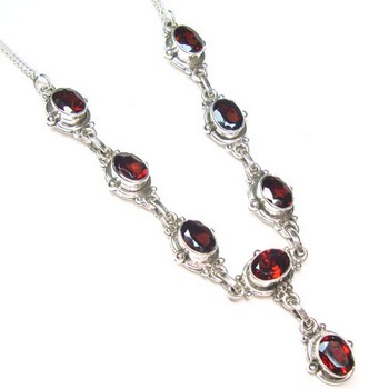 925 sterling silver red garnet necklace