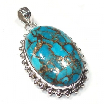 925 sterling silver blue copper turquoise pendant jewelry