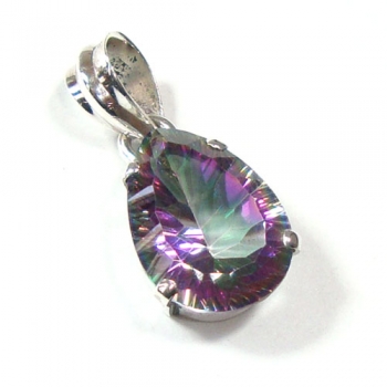 Prong setting sterling silver mystic topaz pendant