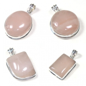 925 sterling silver pink rose quartz gemstone pendant jewelry