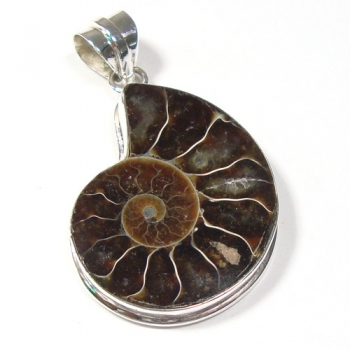 925 sterling silver handmade ammonite fossil fashion pendant