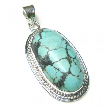 Natural tibet turquoise 925 sterling silver gemstone pendant jewellery