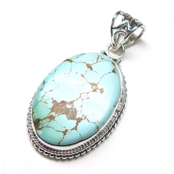 925 sterling silver handcrafted blue turquoise pendant