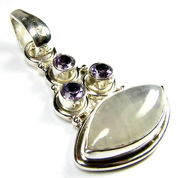 925 sterling silver rainbow moonstone and amethyst pendant jewellery