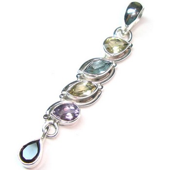 Pure silver natural multicolor semiprecious gemstone pendant jewellery