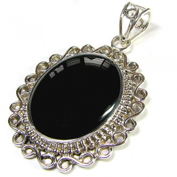 Vintage design pure silver black onyx high fashion pendant