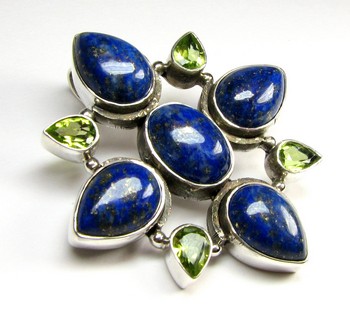 Blue lapis lazuli pure silver chunky gemstone pendant