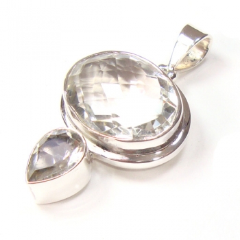 Pure silver real quartz crystal gemstone fashion pendant