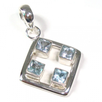 Top design 925 sterling silver genuine blue topaz pendant jewellery