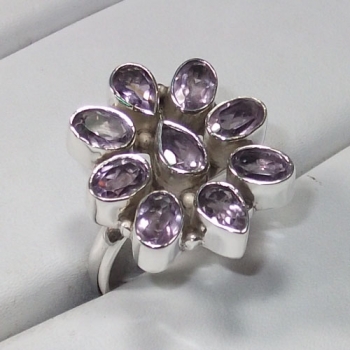 Classic Indian style silver purple amethyst ring