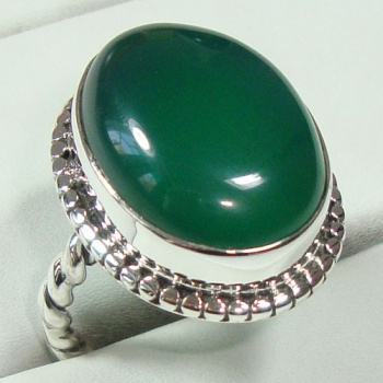 Unique design sterling silver green onyx ring