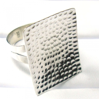 Hammered finish pure silver top design handmade ring