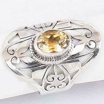 Bohemian style chic design yellow stone silver ring