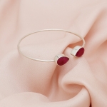 Two stone red stone top design bangle bracelet for women