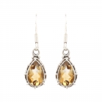 Yellow citrine latest design pure silver drop earrings for women