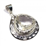 Pure silver genuine crystal gemstone pendant