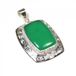 Handmade 925 sterling silver natrual gemstone green onyx fashion pendant 