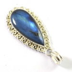 Unique design Blue fire labradorite 925 sterling silver pendant jewellery