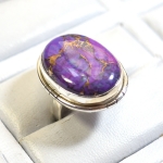 925 silver purple copper turquoise ring