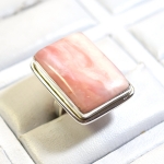 Pink opal sterling silver finger ring