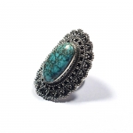 Authentic turquoise bohemian design handcrafted 925 sterling silver ring for women