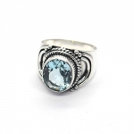 Blue topaz top design handcrafted spiritual healing birthstone ring