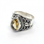 Bohemian style ornate chic yellow citrine 925 sterling silver ring
