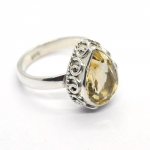 Top quality 925 sterling silver yellow citrine teardrop birthstone ring for women