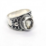 Gypsy bohemain style pure sterling silver green amethyst tribal ring