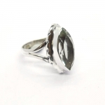 Contemporary style chic trendy green amethyst pure sterling silver ring