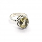 Lemon quartz casual wear chic style finger silver ring for women