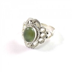 Unique intricate design 925 silver nephrite jade bohemian ring jewellery