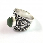 Oxidized finish pure silver teardrop jade ring jewellery 