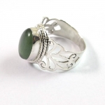 Spiritual healing 925 sterling silver nephrite jade finger ring for women