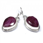 925 sterling silver red ruby quartz necklace & earrings set