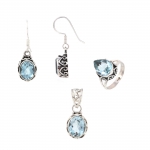spiritual healing blue topaz pure silver 3 pcs jewellery set