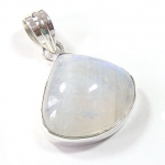 Plain setting rainbow moonstone gemstone silver pendant