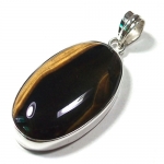 Plain setting tiger eye gemstone silver pendant