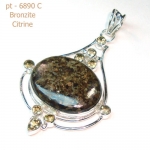 Chunky design natural semi precious gemstone sterling silver pendant