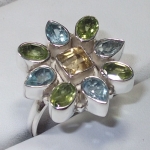 Typical Indian authentic silver natural gemstone ring jewellery