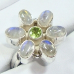 Pure silver flower gemstone Ring 
